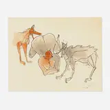 Wolves and Figure by Francisco Toledo, watercolor on paper, sold Dec 2022