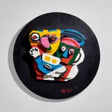 Karel Appel, Floating Family, 1976, enamel on stone