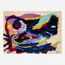 Nesting Bird by Karel Appel, c. 1970, lithograph in colors, sold Nov 2022