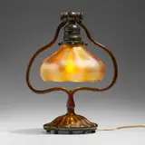 Tiffany Studios and Steuben, Harp table lamp