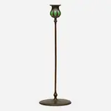 Candlestick with blown top by Tiffany Studios, sold Mar 2023