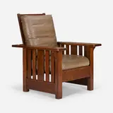 Michigan Chair Co., Morris chair, c. 1910, oak, leather