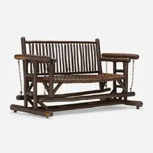 Old Hickory, Porch glider, c. 1935, hickory, steel