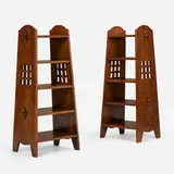Miller Cabinet Co., Cut-out magazine stands model 684, pair, c. 1915, oak
