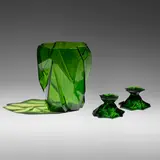 Reuben Haley, Ruba Rombic vase and candleholders, pair