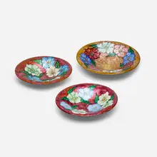 Louise Arnaud, Collection of three dishes, c. 1925, enameled, painted, and gilt metal