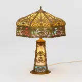 Table lamp with ornate overlay by Northwest Aluminum Specialty Company, sold Mar 2023