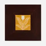 Tulip tile by Grueby Faience Company, c. 1905, glazed earthenware decorated in cuenca, sold Mar 2023