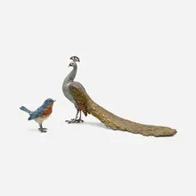 Set of two bird figurines by Franz Xaver Bergmann, c. 1900, cold-painted bronze, sold Mar 2023