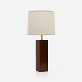 Brazilian, table lamp, c. 1965, jacaranda, linen, brass