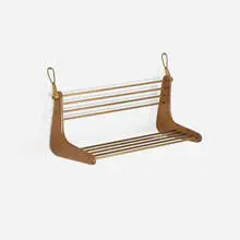 Carl Auböck, wall-mounted shelf, model 3673, c. 1950, mahogany, brass