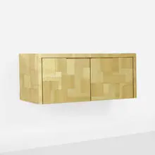 wall-mounted Cityscape bar cabinet from the PE 200 series by Paul Evans, c. 1975, brass, sold Jan 2017