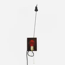 Holonzki wall lamp by Ingo Maurer, 2000, enameled steel, glass, plastic, hologram, sold Jan 2017