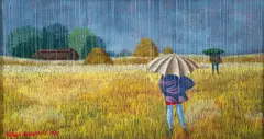 Sergio Agostini, Meeting in the Rain, 1970, oil on canvas