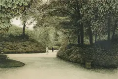 Man and Woman Luxembourg by Harold Altman, lithograph in green tones, marked 23/285 at lower left, offered Mar 2025