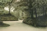 Harold Altman, Man and Woman Luxembourg, lithograph in green tones, marked 23/285 at lower left