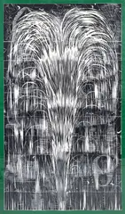 John E. Buck, Fountain, 1985, two color, woodcut on Japon paper
