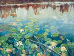 Joan Hanley, Waterlilies, 1968, acrylic on canvas