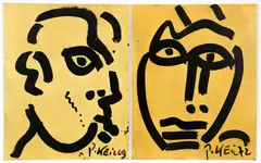 Peter Robert Keil, 2 Untitled works, 1969 and, 1972, oil on board, both