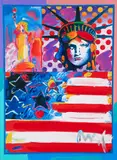 Peter Max, God Bless America II, undated, circa 2000, hand painted, acrylic over color lithograph