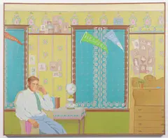 The Scholar, undated, c.1960s by Jane Else Miller, oil on canvas, offered Mar 2025