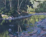 Gordon Mortensen, Big Sur Afternoon, 1985, reduction color, woodcut, AP 10/16