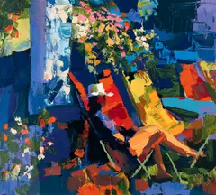 Patio II by Nicola Simbari, 1981, serigraph printed in colors, offered Mar 2025