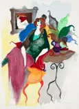 Itzchak Tarkay, Seated Woman, undated, color, lithograph on paper
