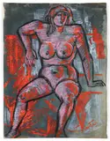 Seated Nude by Virgil D. Cantini, gouache and watercolor, offered Mar 2025