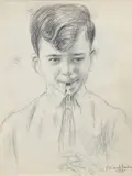 Samuel Rosenberg, (American/Western PA, 1896-1972), Murray Playing a Clarinet, (The Artist's Son), circa 1935, pencil drawing