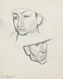 Samuel Rosenberg, (American/Western PA, 1896-1972), Possible study for the painting My Brother, (2 Head Studies), 1943, pencil drawing