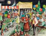Rachel Sutton, General Store at The Carnival, 1940's, watercolor