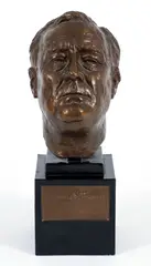 Jo Davidson, Bust of President Franklin Delano Roosevelt, FDR, 1934, cast, bronze sculpture, artist's name and date