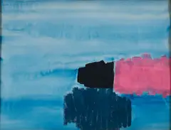 Marcelin Cardinal, Night Pier, watercolor and oil pastel