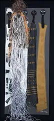 Frank Frazier, Standing Figures, 1998, mixed media and collage of NY fashion district cloth remnants
