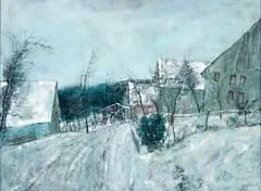 Bernard Gantner, Village en Hiver [Village in Winter], 1969, oil on canvas