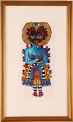 vanessa german, Holy Holy Black Madonna Painting, 2015, mixed media paint on toilet tissue