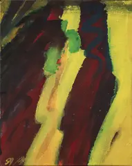 Josef Mikl, Rote Figur auf Gelb (Red Figure on Yellow), 1959, oil on canvas