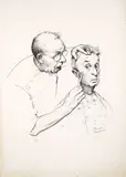 after Norman Rockwell, At the Barber, late 20th century edition, offset, lithograph