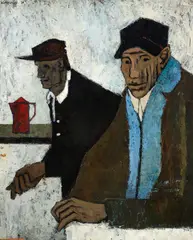 (Italian, 1930-1964), Uomini by Giuseppe Romagnoni, 1954, oil on masonite panel, offered Dec 2024