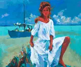 Nicola Simbari, La Belle Aux Maldives, serigraph printed in colors