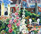 Nancy Whorf, Sunset House, oil on masonite panel