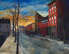 Thomas Baker, Half Light (Mexican War Streets, North Side, Pittsburgh), circa 1985, acrylic on canvas