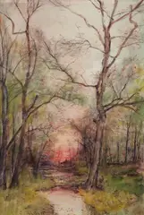 Western Pennsylvania Wooded Scene by Alfred S. Wall, watercolor on paper, offered Dec 2024