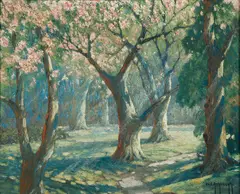 Blossoming Trees by Walter Ashbaugh, oil on board, offered Dec 2024