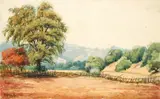 Coastal California Landscape by Alice Hunt Curtis, 1915, watercolor, offered Dec 2024