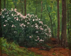 Charles Warren Eaton, Rhododendron, undated, oil on thin board