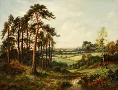 Wooded Landscape by Benjamin Williams Leader, oil on canvas, offered Dec 2024