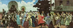 The Wagon Train by Peterpaul Ott, oil on canvas on board, offered Dec 2024