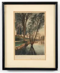 Wallace Nutting, 2 artworks, includes: Along Shore, hand colored, photograph